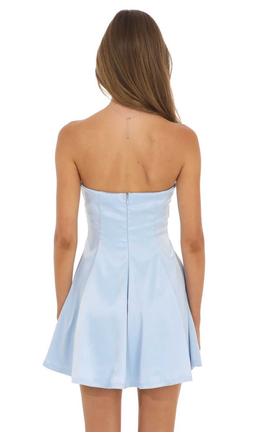 Strapless Satin Dress in Blue